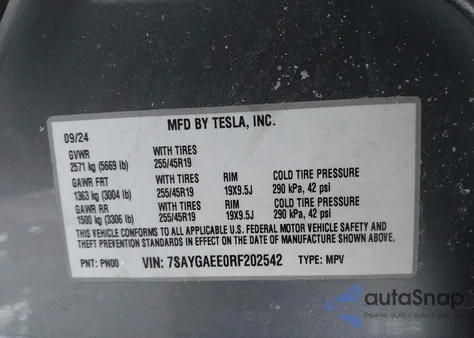 2024 Tesla Model Y Long Range Dual Motor All-Wheel Drive из США, поврежденный, VIN 7SAYGAEE0RF202542